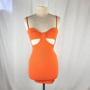 FASHION NOVA Orange Mimi Ribbed Mini Dress, Size Small NWT